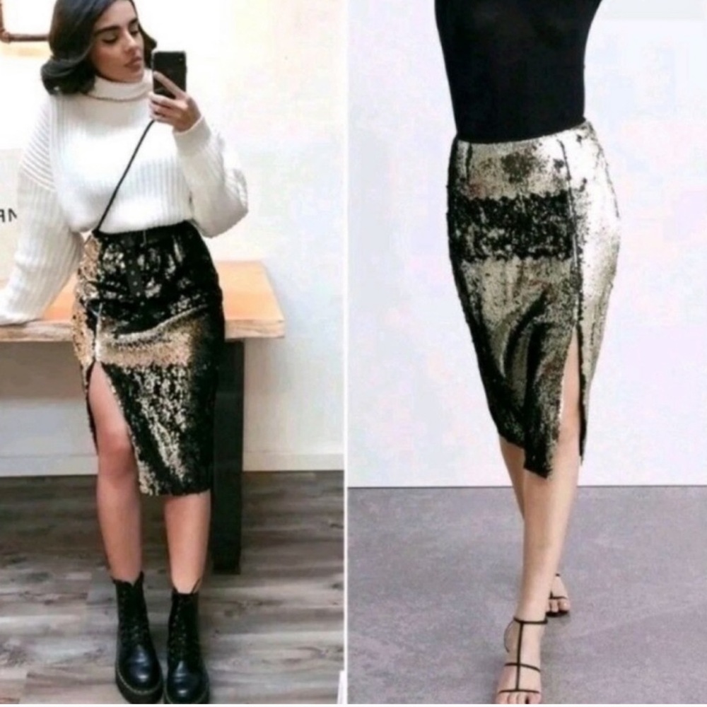 Zara Sequin Pencil Skirt